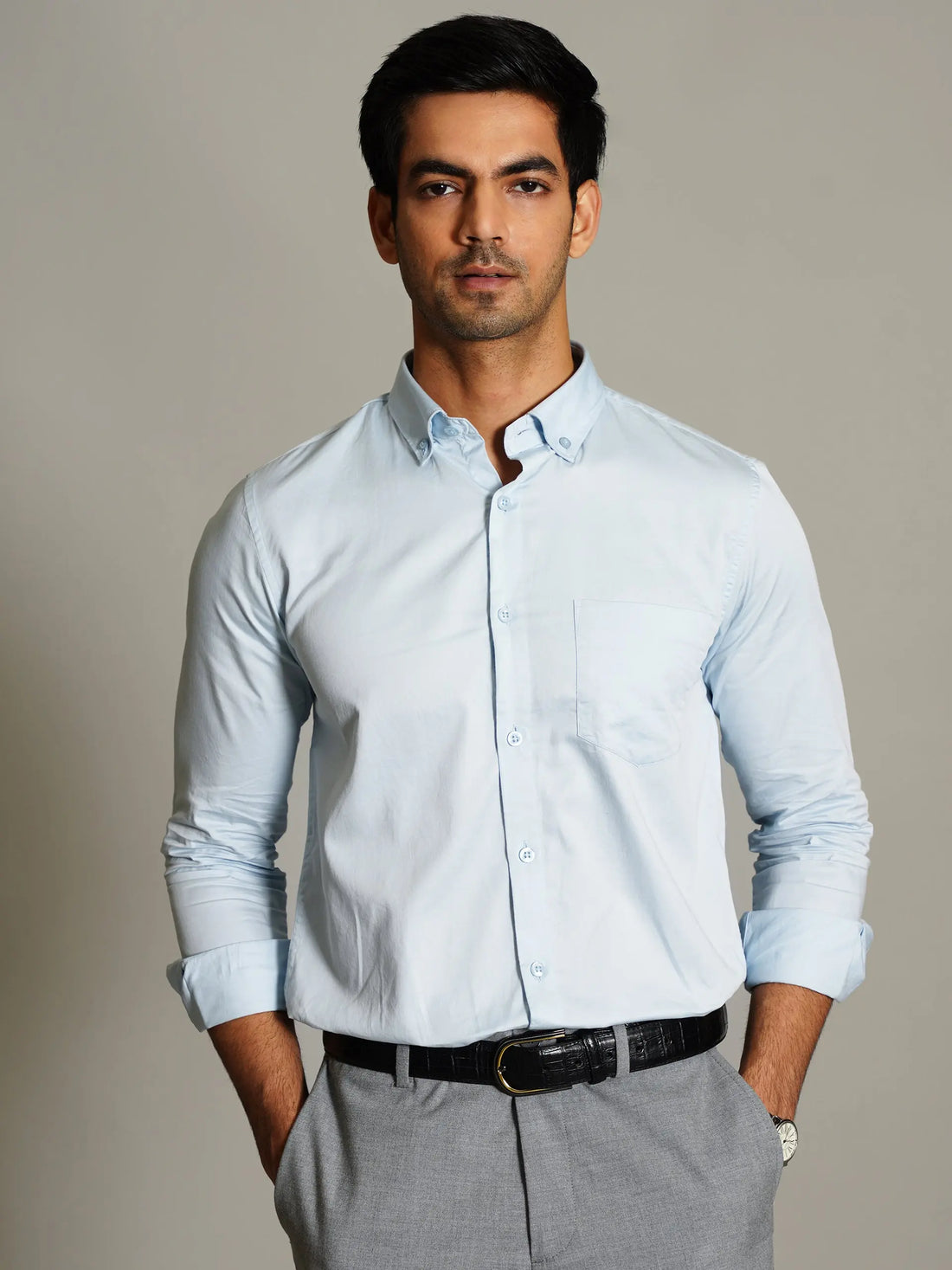 Giza Cotton Formal Shirt for Men - Powder Blue